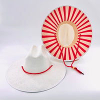 Baldiz White Sun Hat with Red Stripes