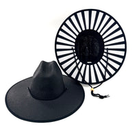 Baldiz Black Sun Hat with Stripes