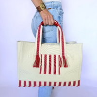 Herringbone Canvas Weekender Tote Bag