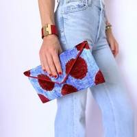 Blue with Red Dots Lily Envelope Clutch