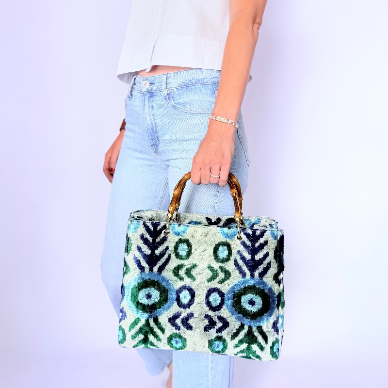 Blue and Green Patterned Small Avery Bamboo