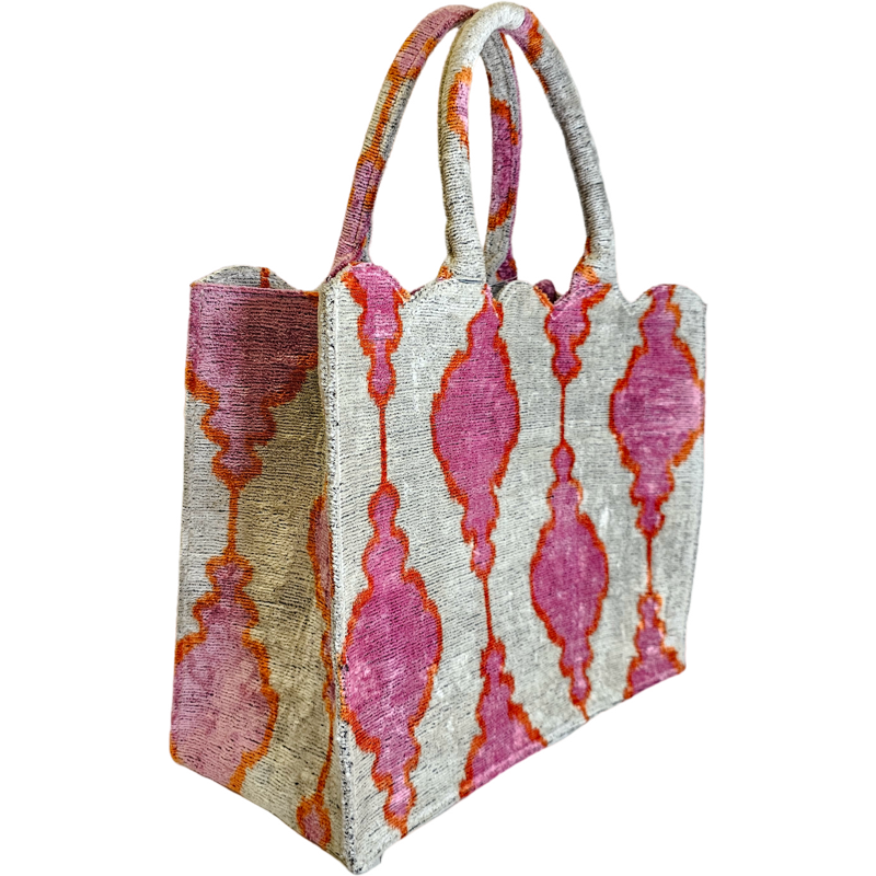 Pink and White Hazel Scalloped Tote