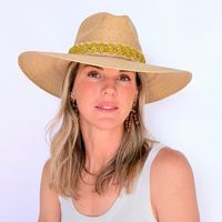 Baldiz Sand Palm Hat with Yellow Raffia Band
