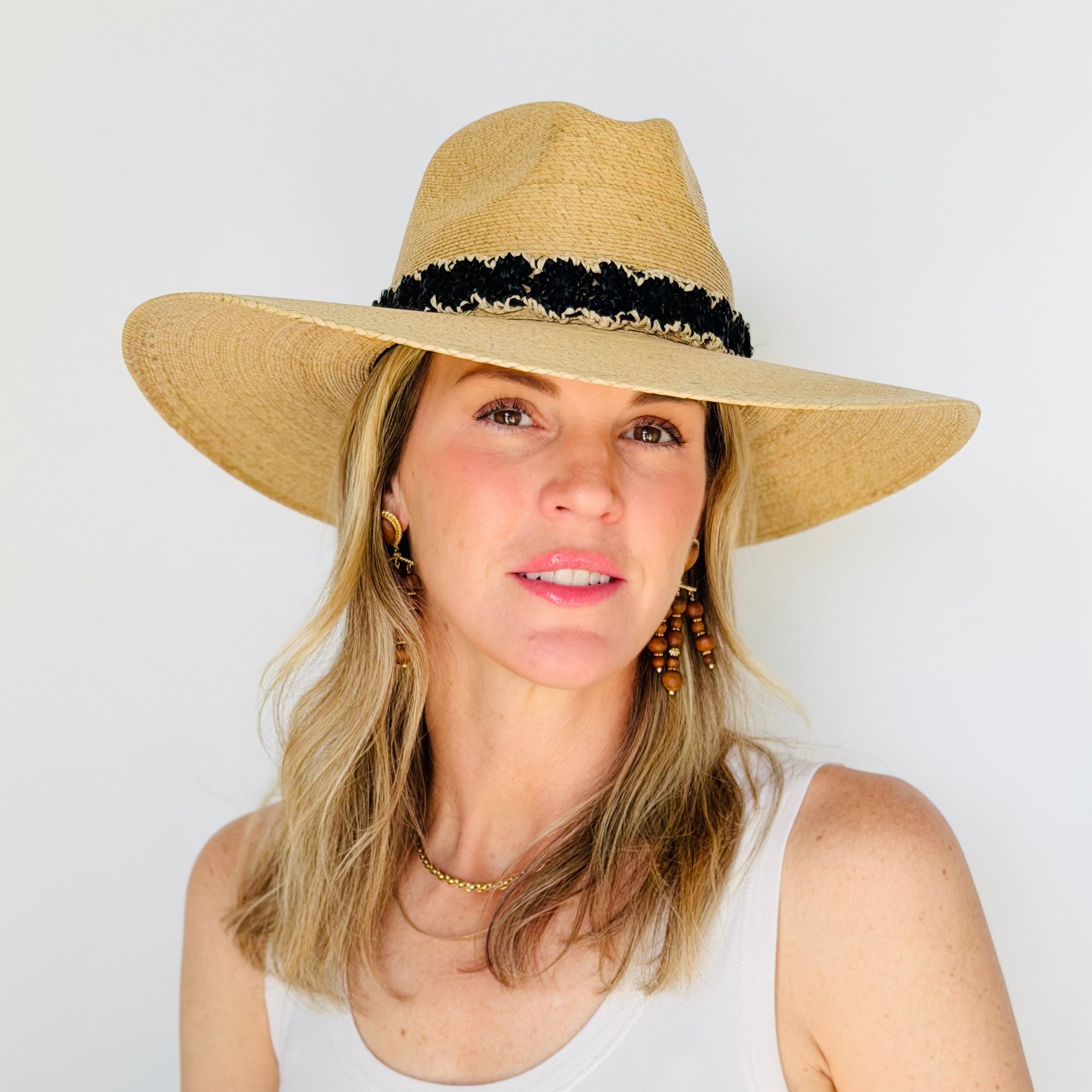 Baldiz Sand Palm Hat with Black Raffia Band