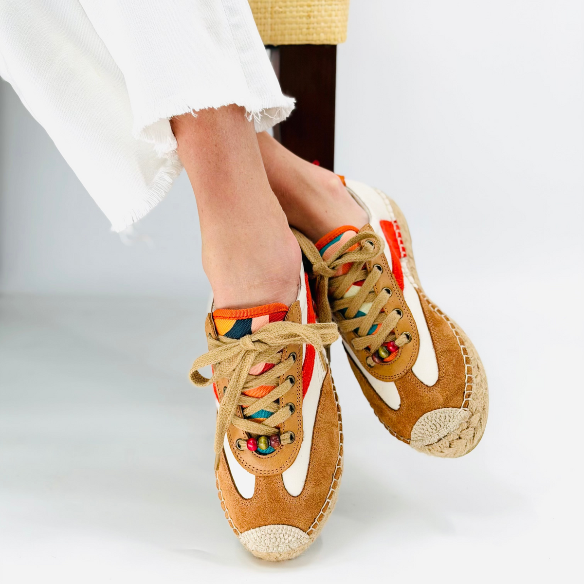 Red and Orange Suede Arden Espadrille Sneaker
