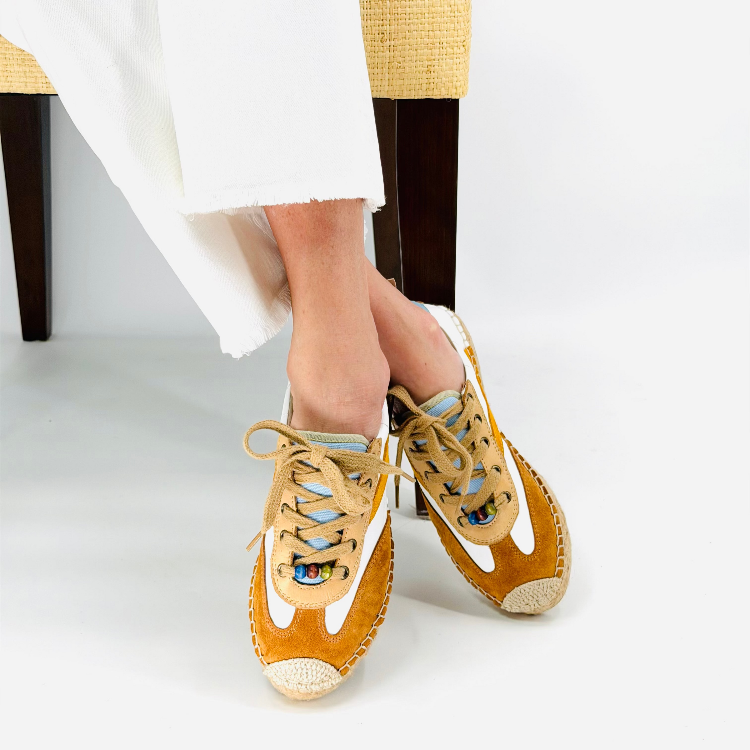 Blue and Yellow Suede Arden Espadrille Sneaker