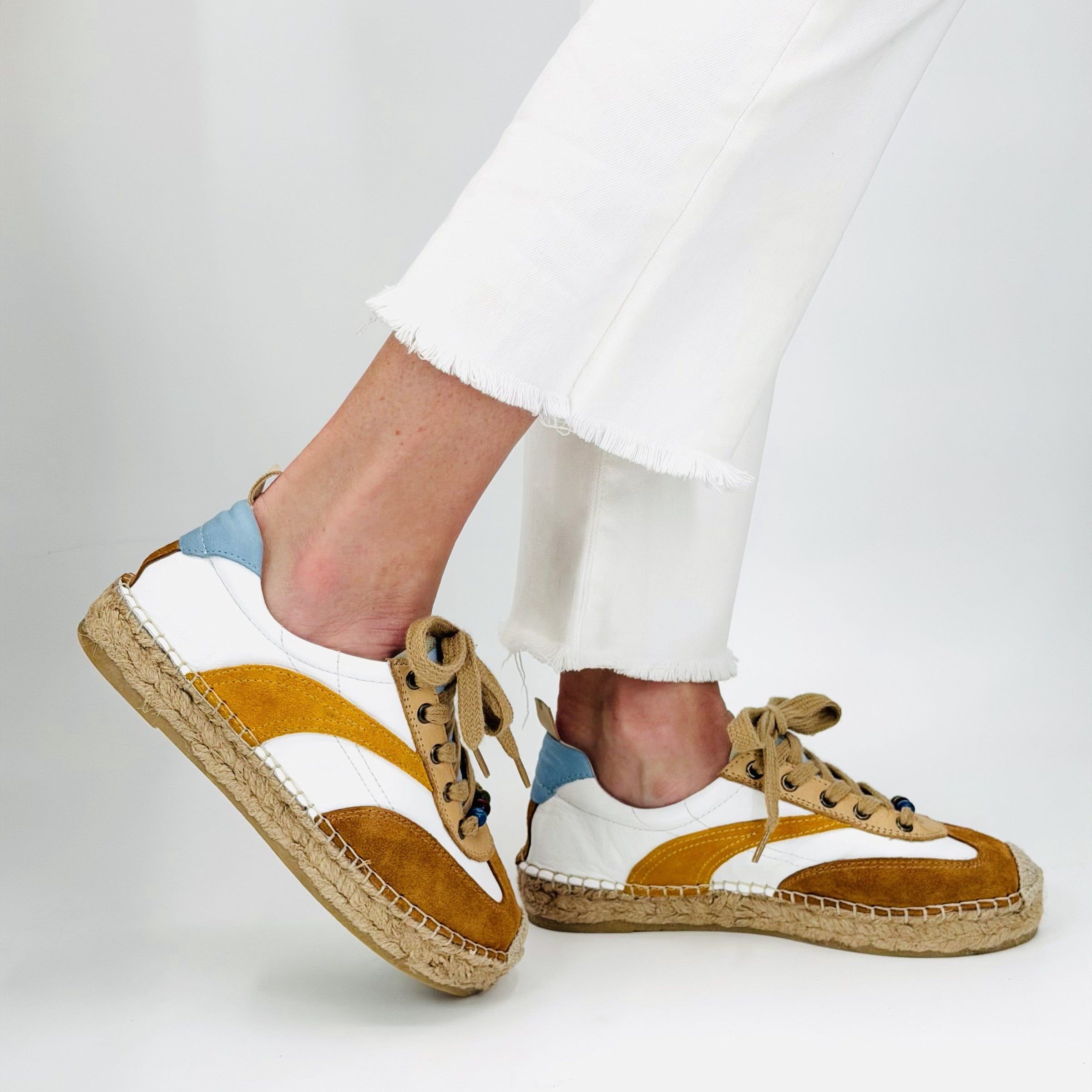 Blue and Yellow Suede Arden Espadrille Sneaker