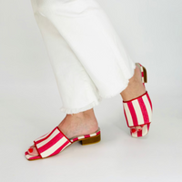 Red Herringbone Canvas Millie Slide