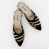 Black and Cream Patterned Valentina Slide