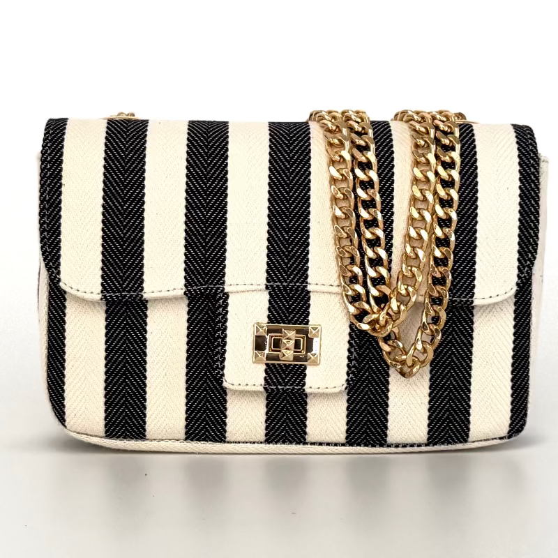 Black Herringbone Canvas Brooke Bag