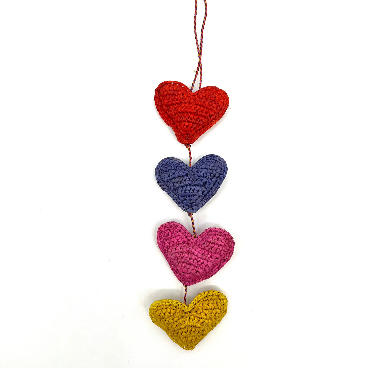 Cascading Heart Raffia Bag Charm