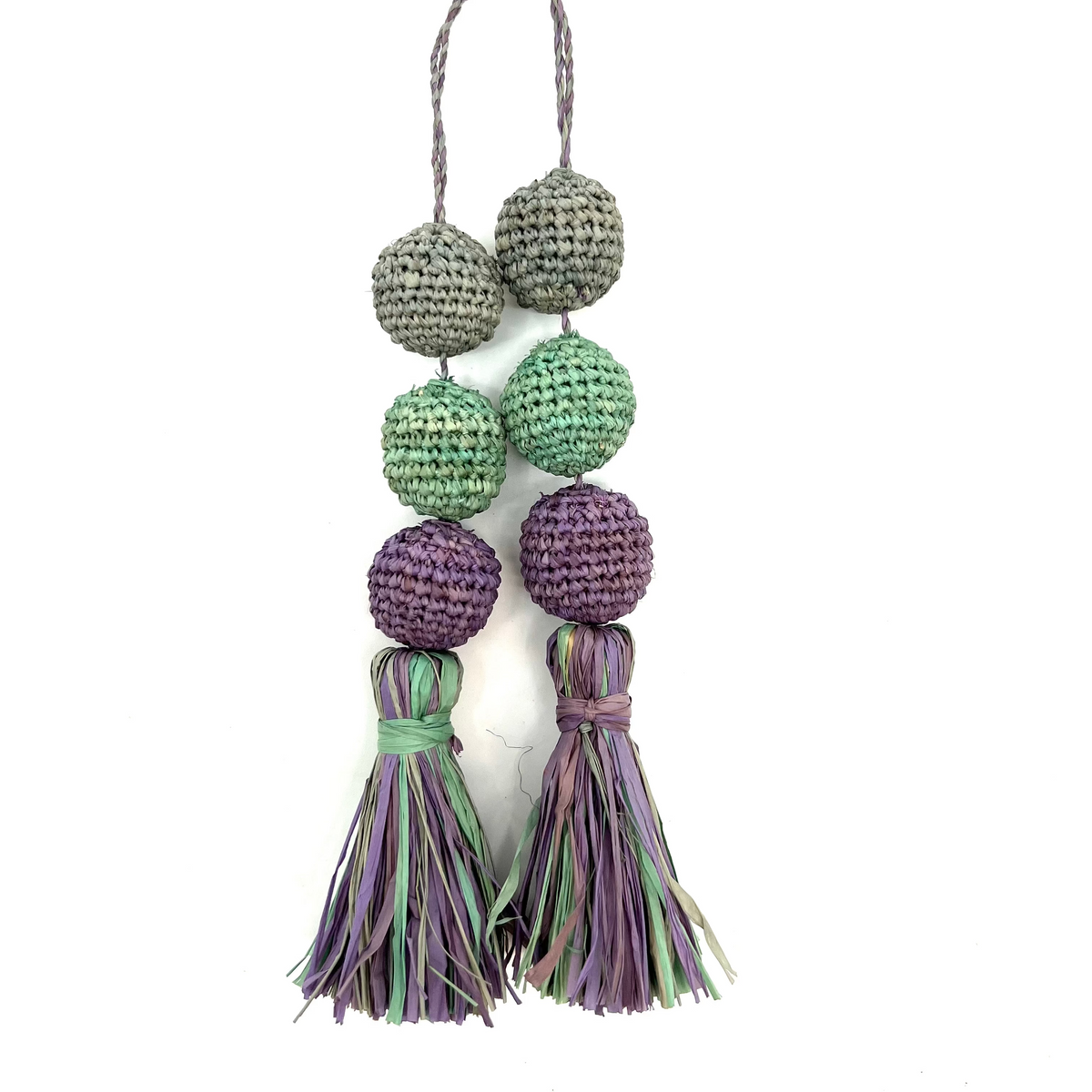 Pastel Blue and Lavender Ball Raffia Bag Charm