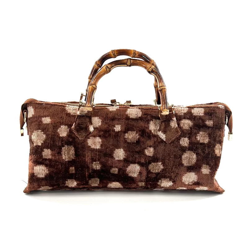 Brown and Cream Polka Dot Bamboo Goldie Bag