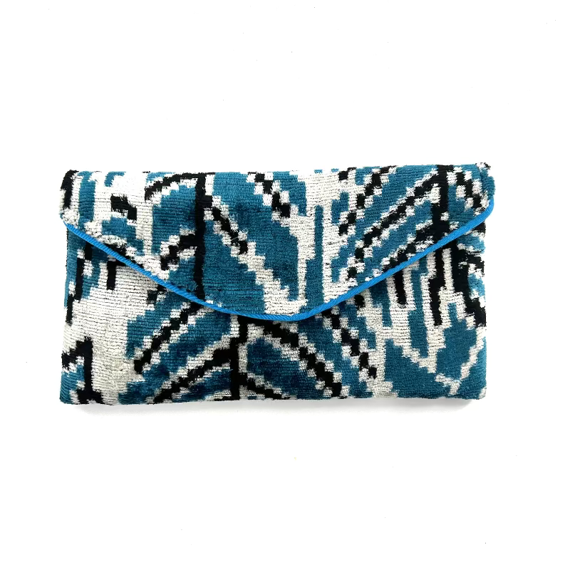 Blue Feather Lily Envelope Clutch
