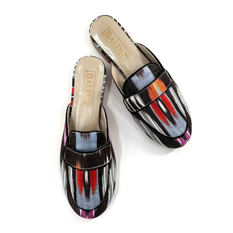 Black with Purple and Orange Silk Poppy Slide