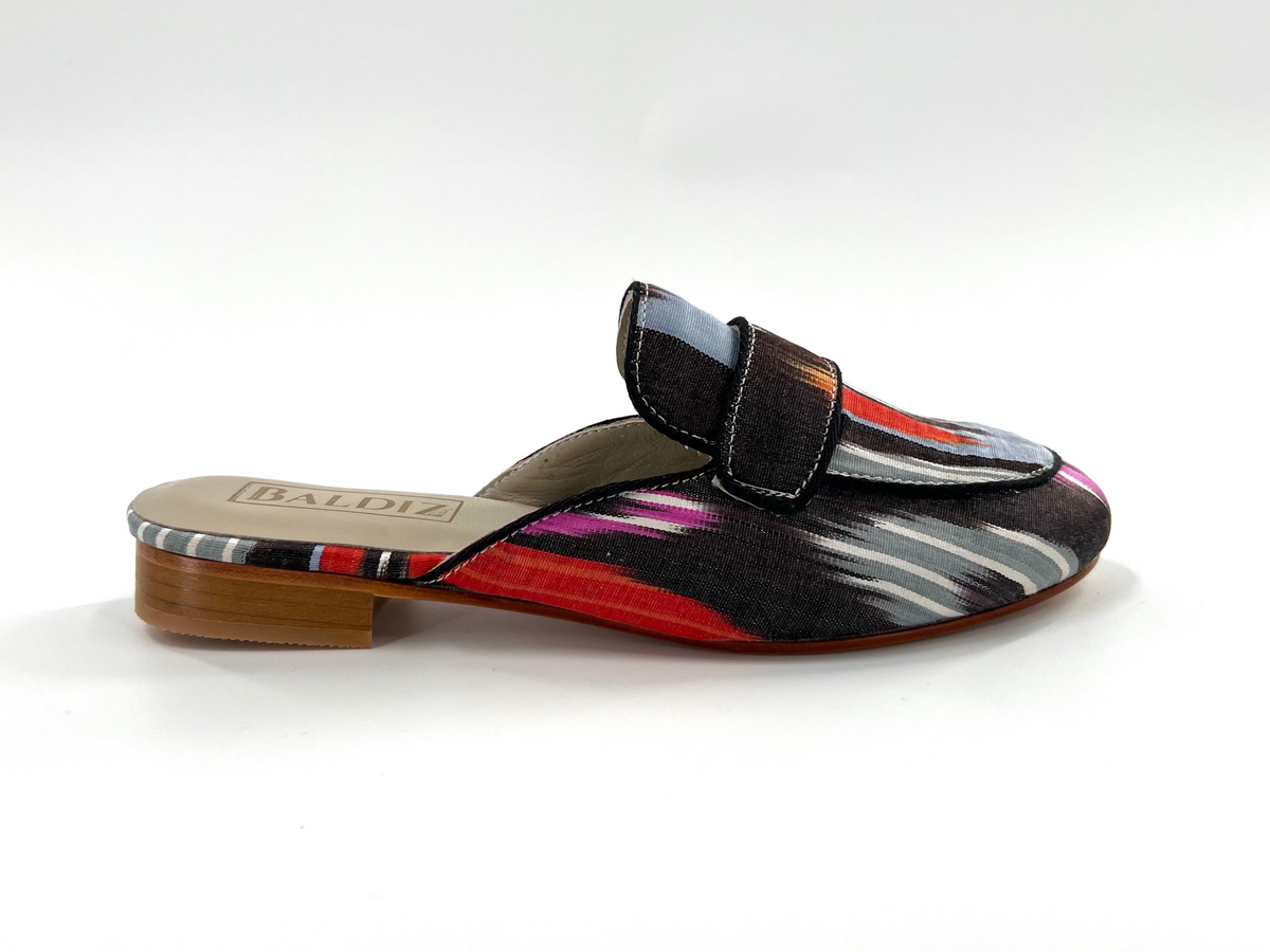 Black with Purple and Orange Silk Poppy Slide