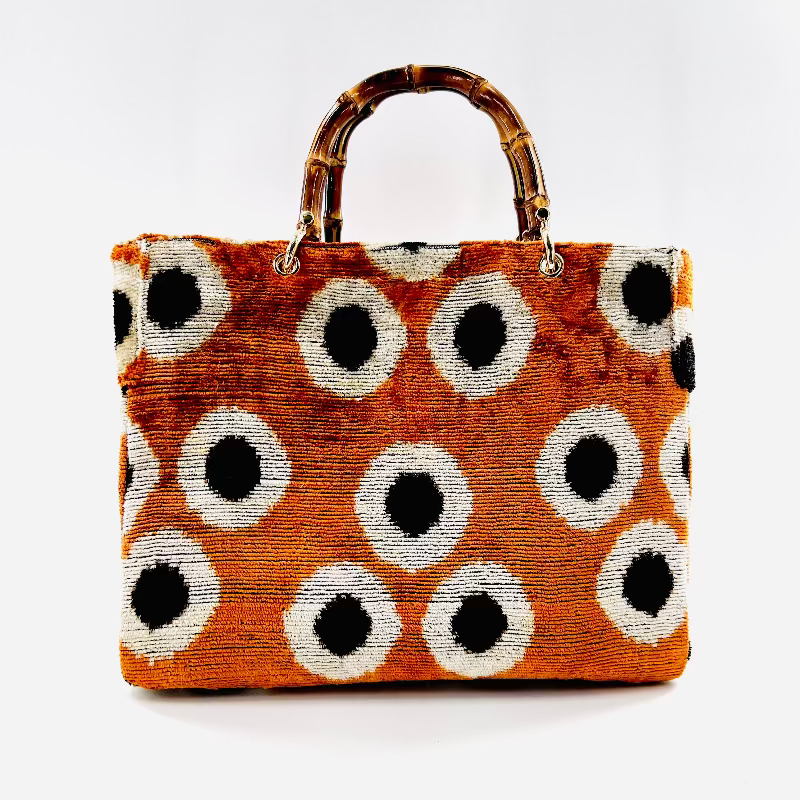 Gold with Black and White Dot Small Avery Bamboo