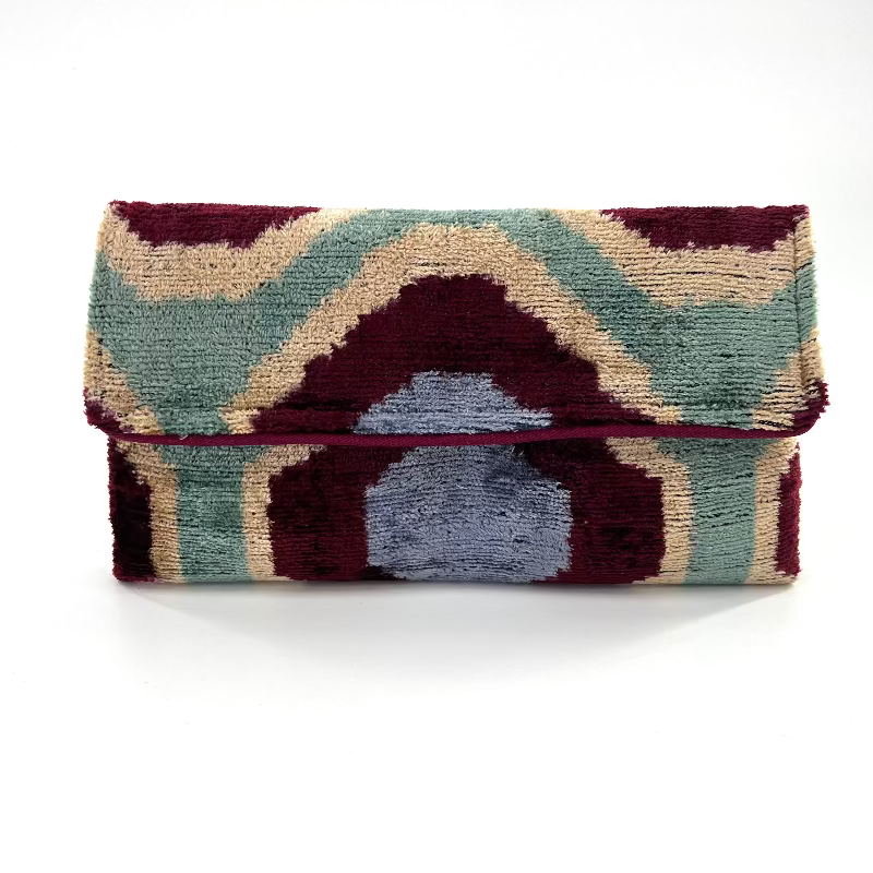 Maroon and Blue Dot Lily Clutch