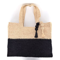 Soleil Black and Hay Raffia Bag