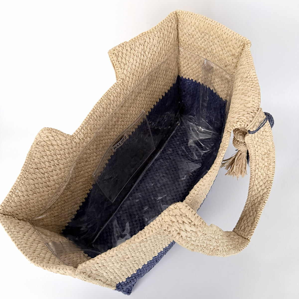 Soleil French Blue and Hay Raffia Bag