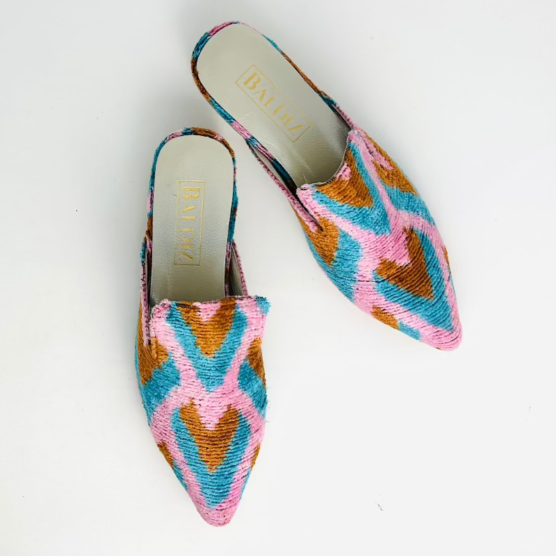 Caramel Turquoise and Pink Patterned Amelia Slide