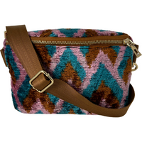 Caramel Turquoise and Pink Patterned Mini Emmie Crossbody