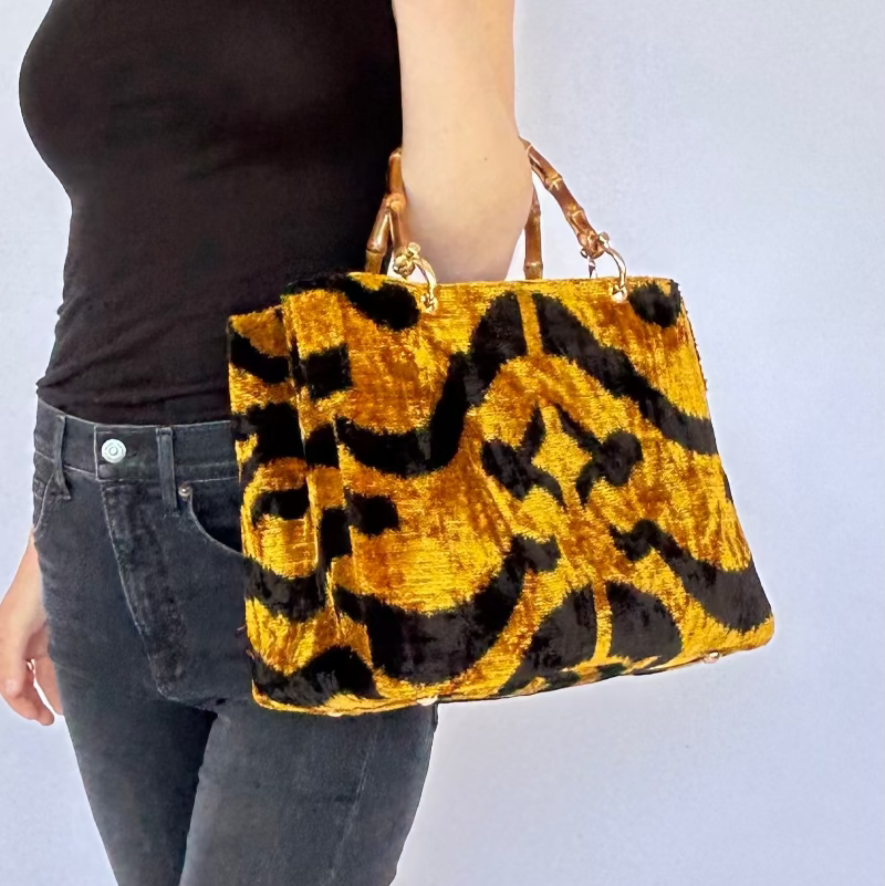 Tiger Print Small Avery Bamboo Bag