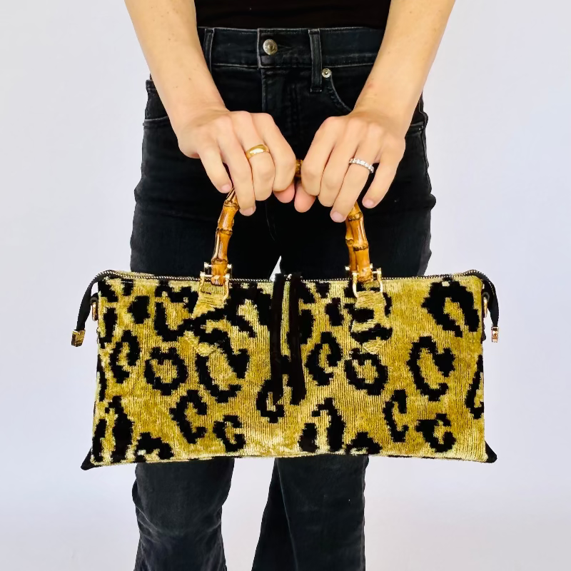 Leopard Patterned Goldie Bamboo Bag
