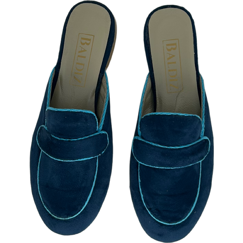 Navy with Turquoise Piping Poppy Slide