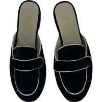 Black with White Piping Poppy Slide