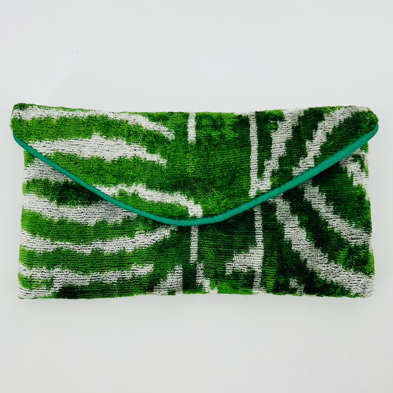 Green Zebra Print Lily Envelope Clutch