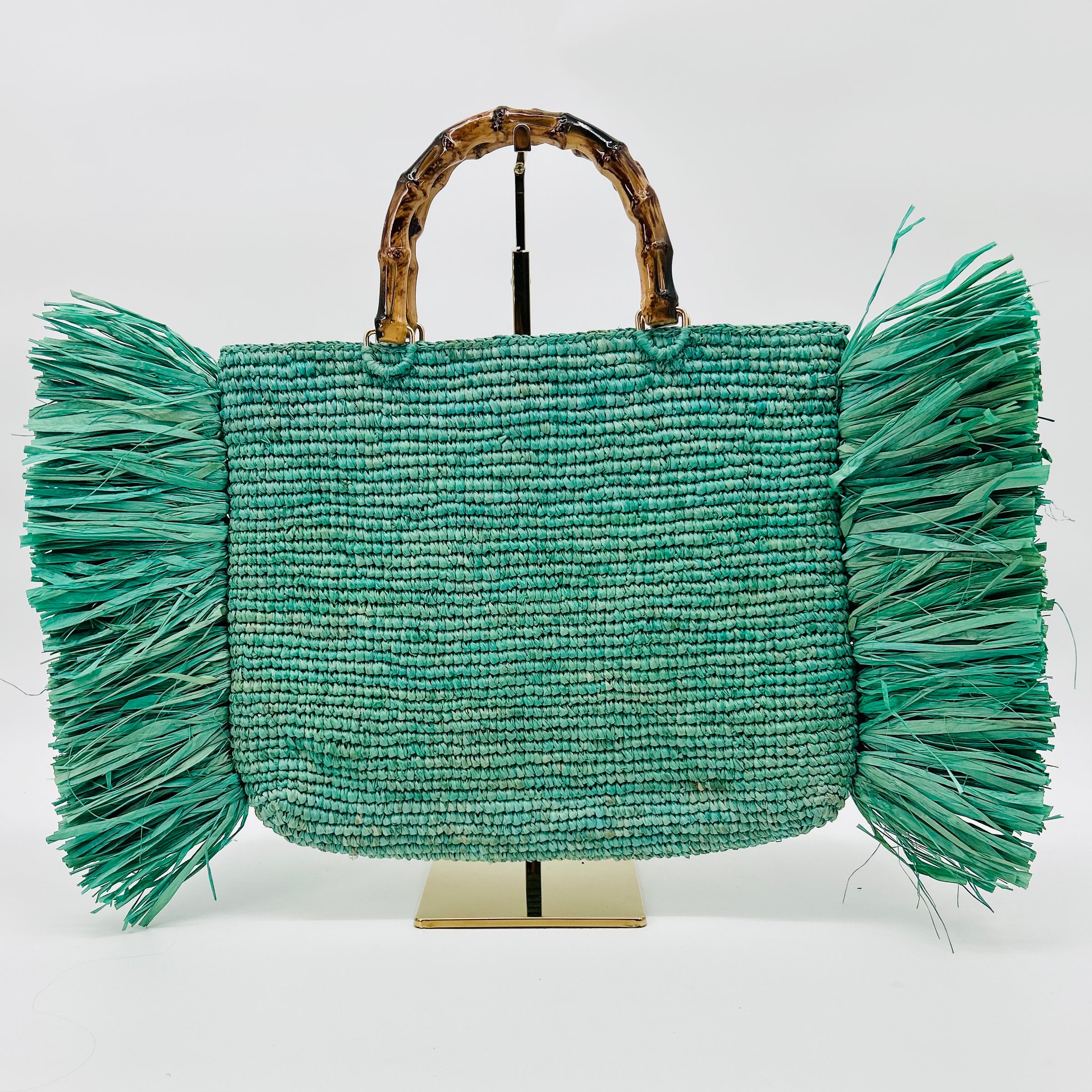 Sage Teal Raffia Bag