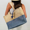 Soleil French Blue and Hay Raffia Bag