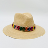 Baldiz Palm Hat with Rainbow Raffia Band