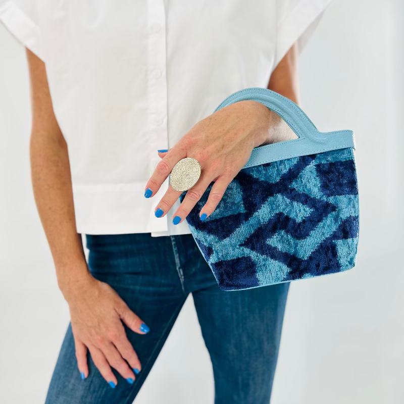 Blue and Navy Leather Mini Cypress