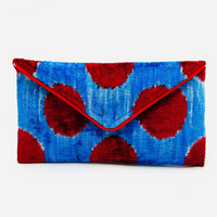 Blue with Red Dots Lily Envelope Clutch