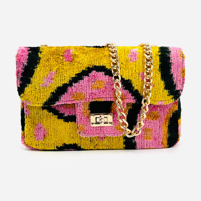 Hot Pink with Black and Neon Yellow Patterned Brooke