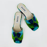 Blue and Green Flower Print Millie Open Toe Slide