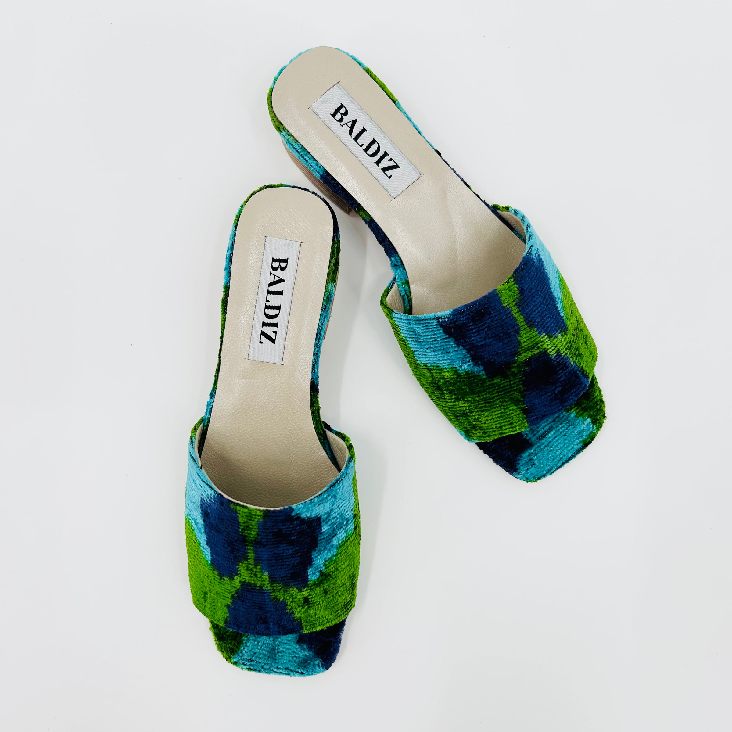 Blue and Green Flower Print Millie Open Toe Slide