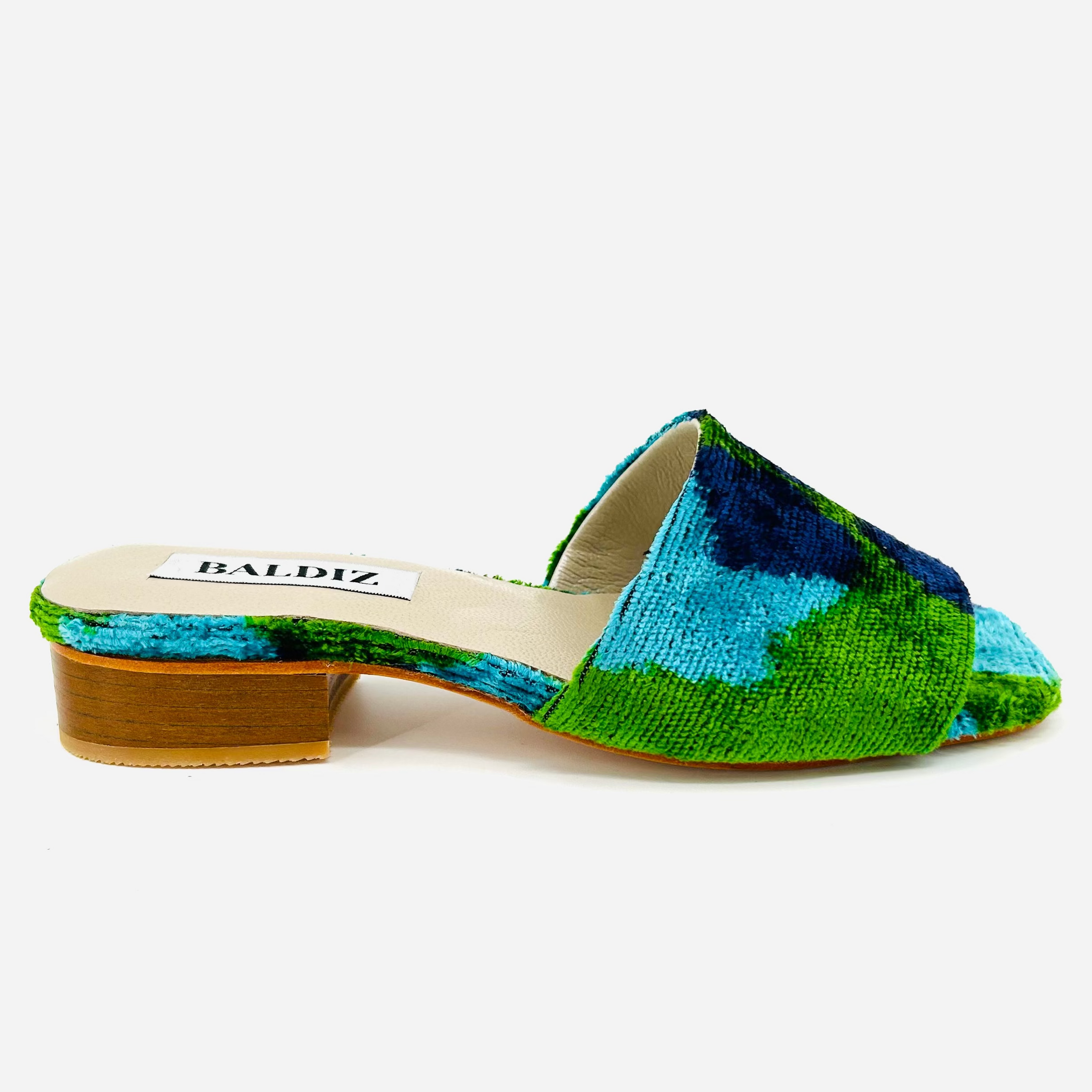 Blue and Green Flower Print Millie Open Toe Slide