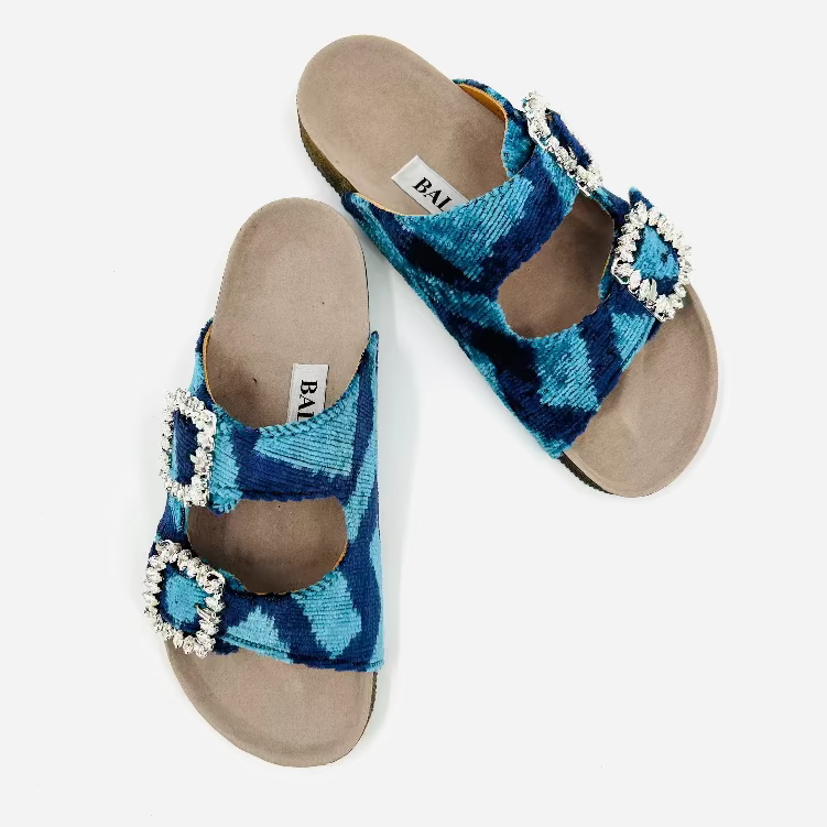 Blue and Navy Willow Slides