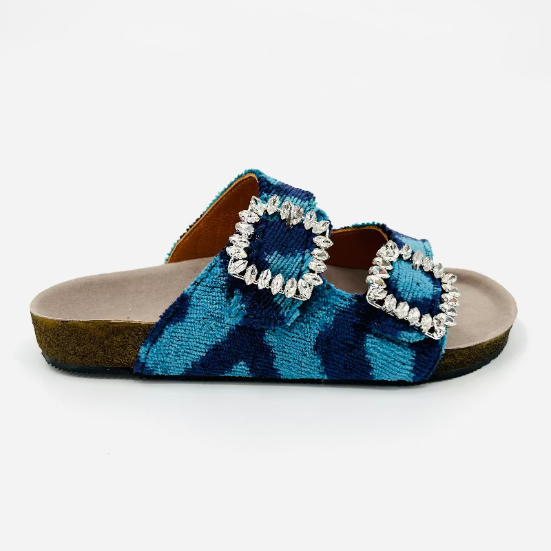 Blue and Navy Willow Slides