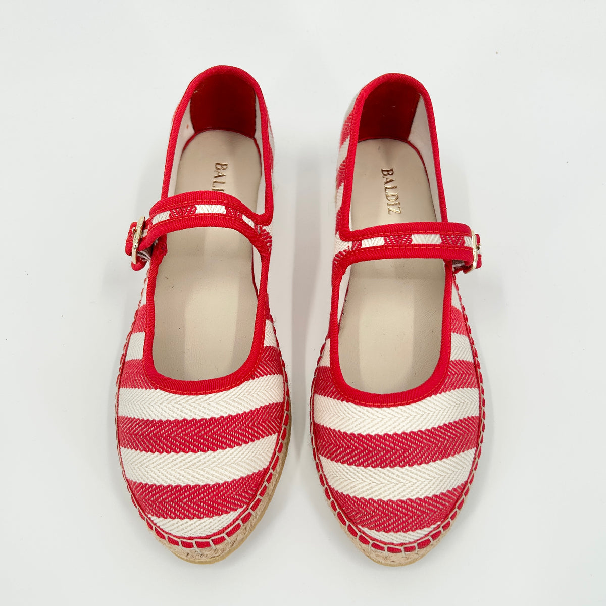 Red and White Herringbone Elodie Espadrilles