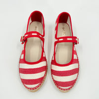 Red and White Herringbone Elodie Espadrilles