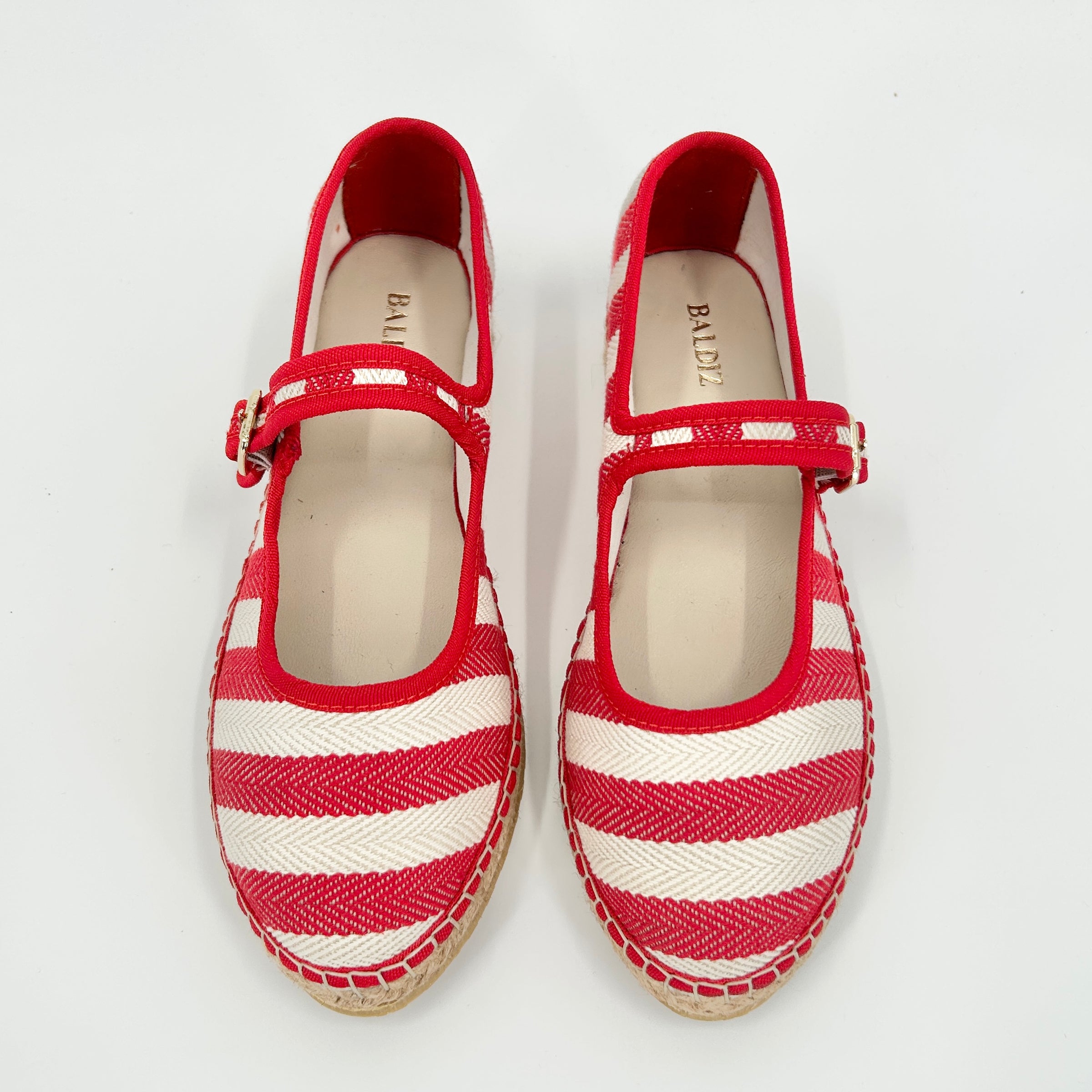 Red and White Herringbone Elodie Espadrilles