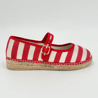 Red and White Herringbone Elodie Espadrilles