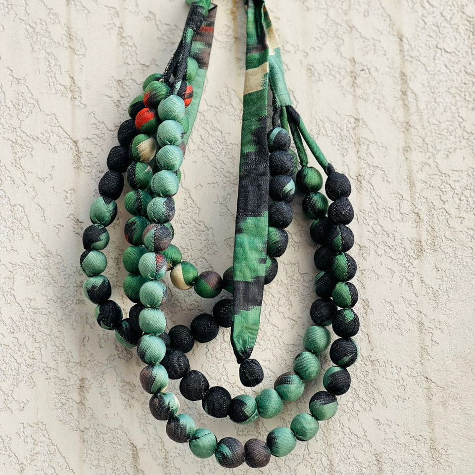 Verdant Noir Ikat Necklace