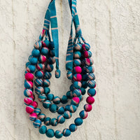 Turquoise Fushia Ikat Necklace