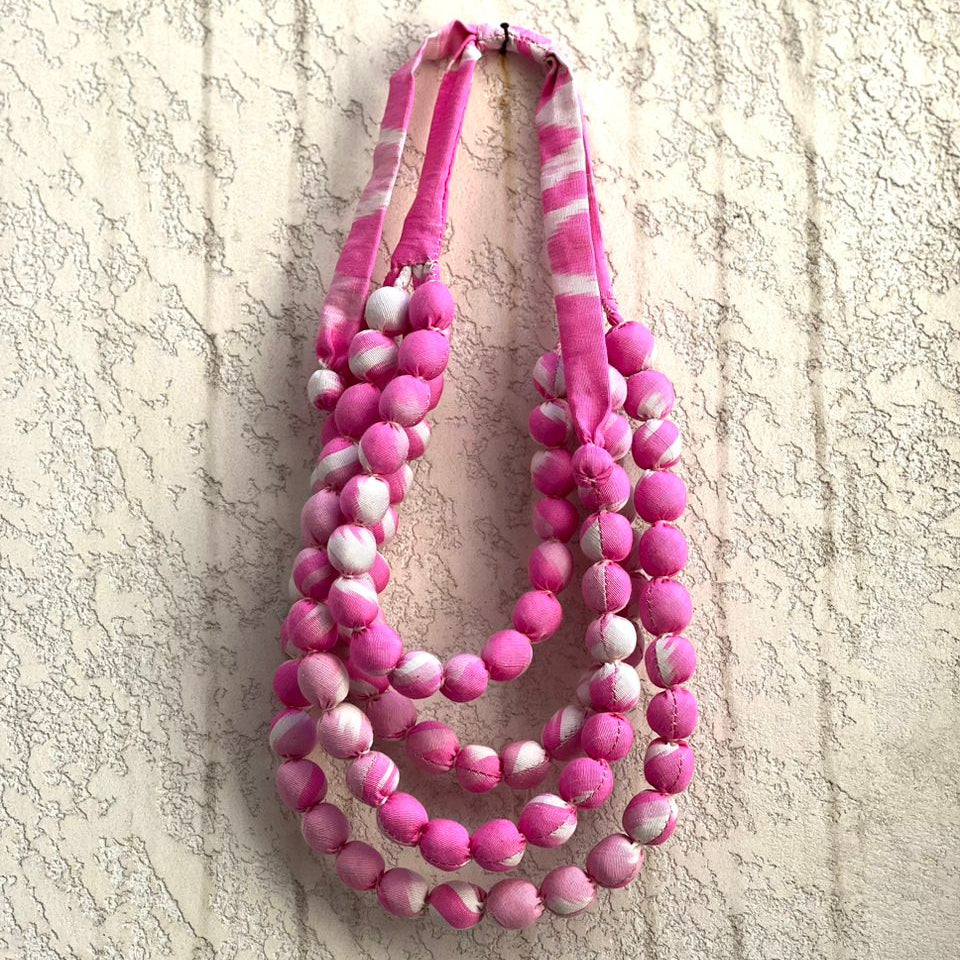 Pink Hibiscus Ikat Necklace