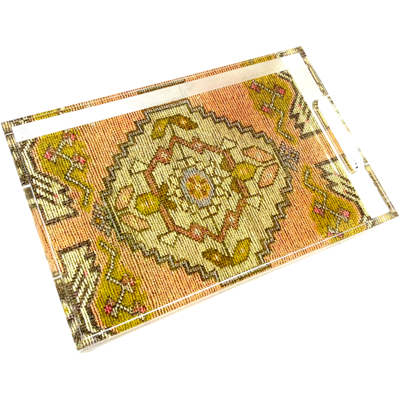 Vintage Turkish Rug on Acrylic Tray